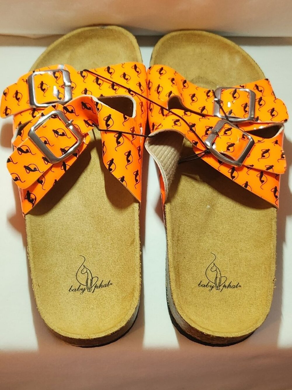 Baby Phat sandals slides orange black sz 8 retro NWOT